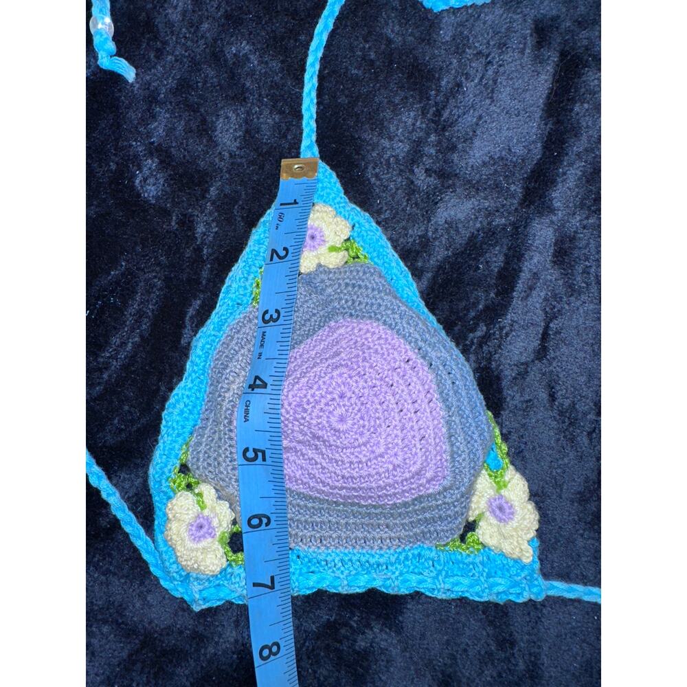 NWT GORGEOUS HANDMADE BOHO COTTON CROCHET BIKINI TOP L - Picture 7 of 11